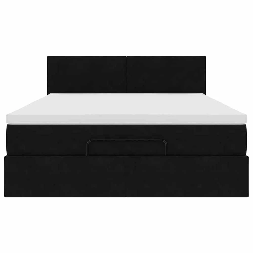 Osmanų lova su čiužiniu ir LED Juodas 140x190cm Velvet