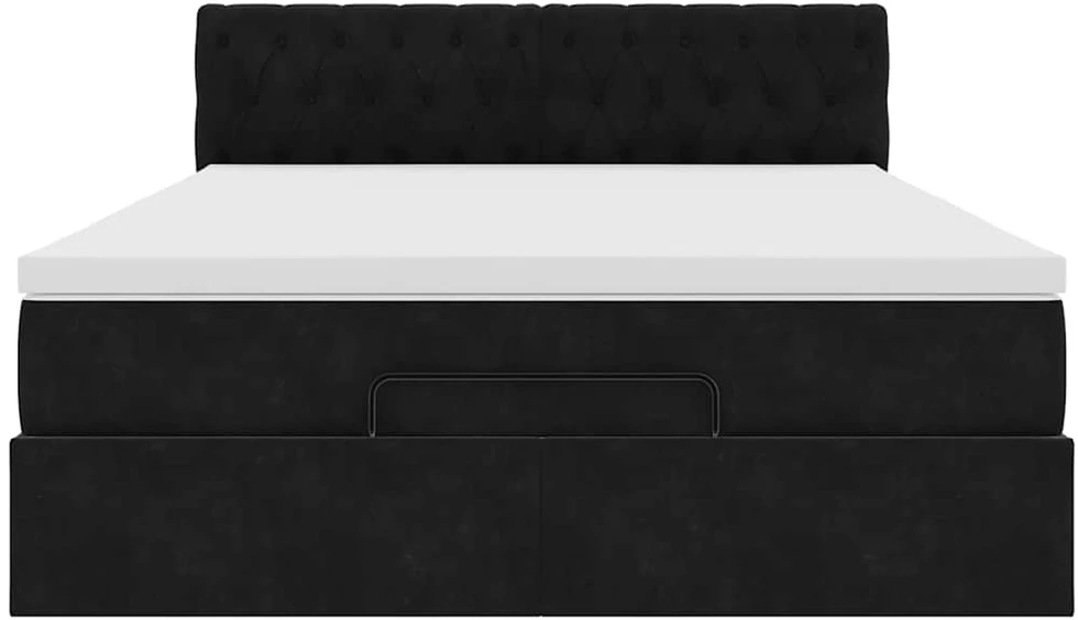 Osmanų lova su čiužiniu ir LED Juodas 140x190cm Velvet