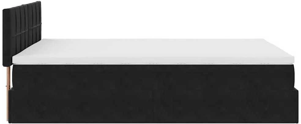 Osmanų lova su čiužiniu ir LED Juodas 140x190cm Velvet