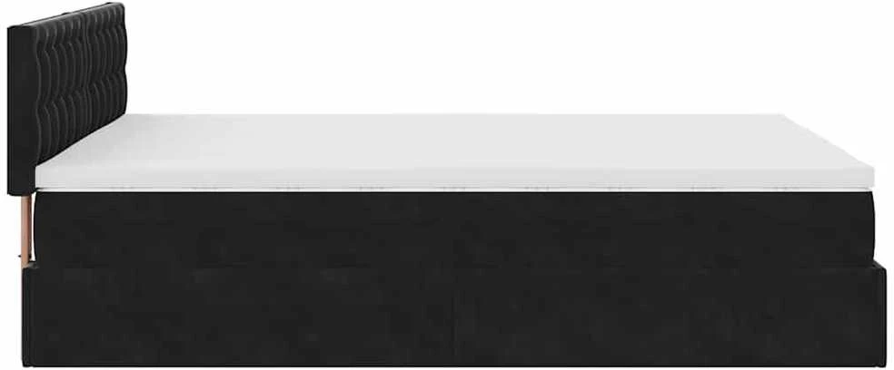 Osmanų lova su čiužiniu ir LED Juodas 140x190cm Velvet