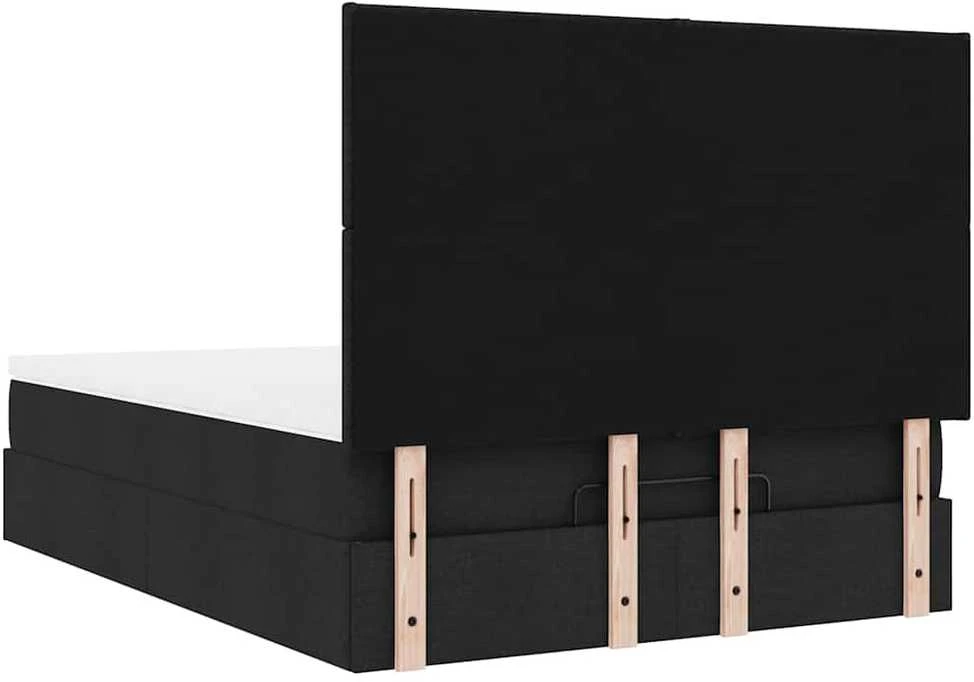 Osmanų lova su čiužiniu ir LED juodas 140x190cm audinys