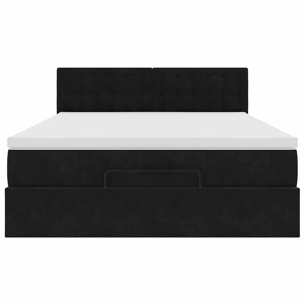 Osmanų lova su čiužiniu ir LED Juodas 140x190cm Velvet
