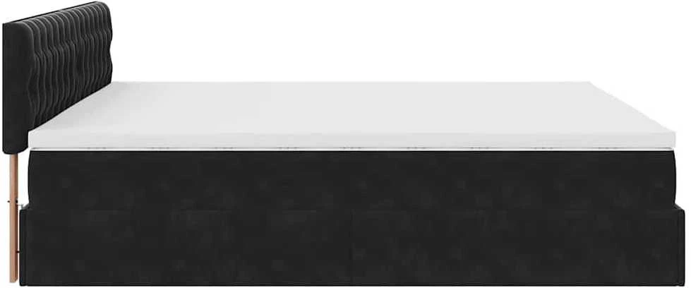 Osmanų lova su čiužiniu ir LED Juodas 160x200cm Velvet