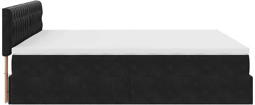 Osmanų lova su čiužiniu ir LED Juodas 180x200cm Velvet