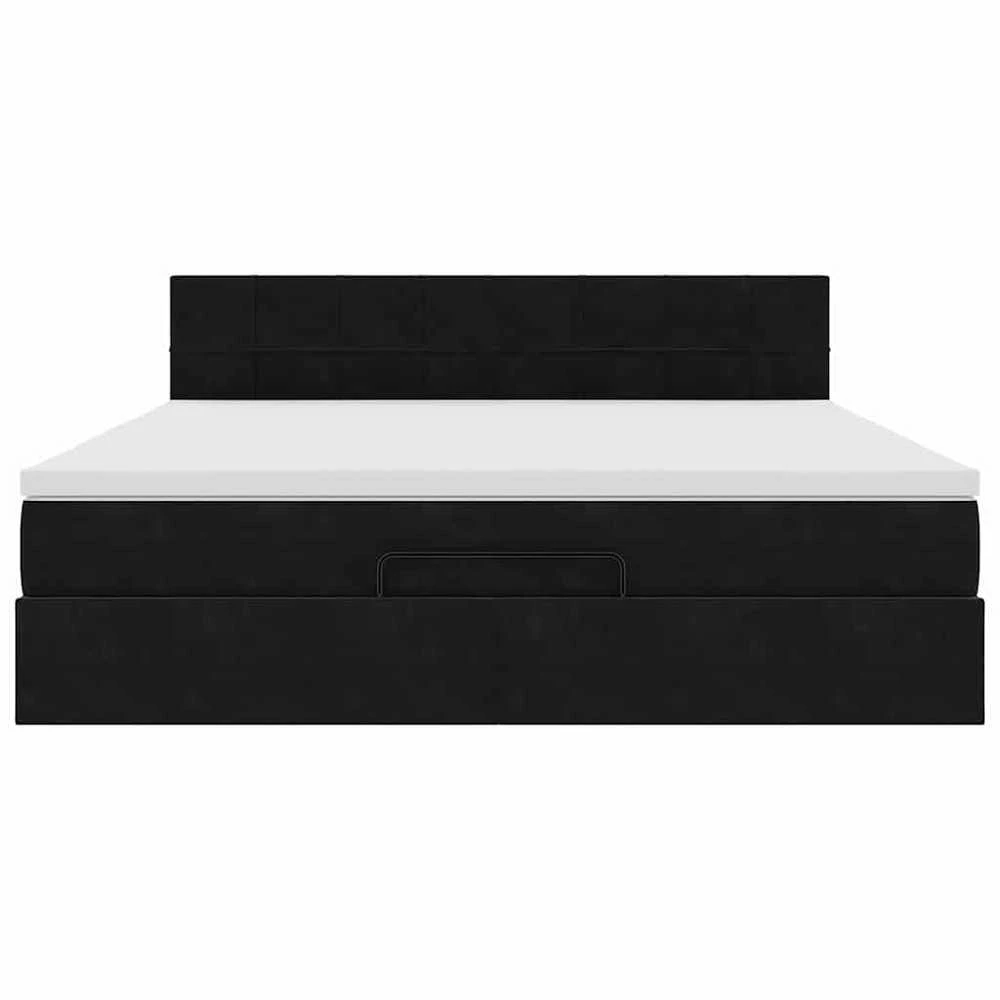 Osmanų lova su čiužiniu ir LED Juodas 180x200cm Velvet