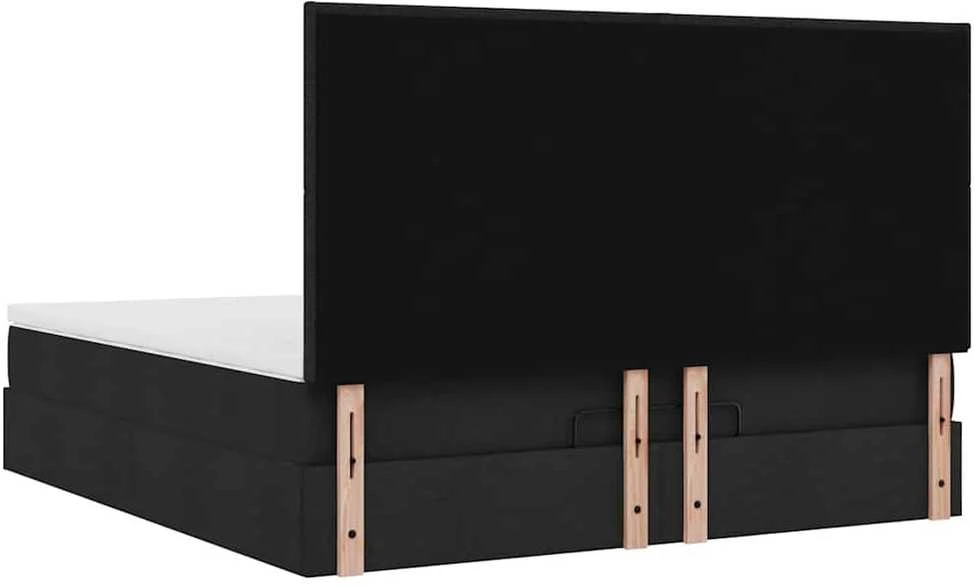 Osmanų lova su čiužiniu ir LED, juodas, 180x200cm, audinys