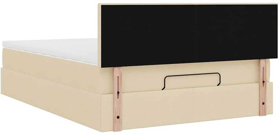 Osmanų lova su čiužiniu ir LED kreminiu 140x200 cm audiniu