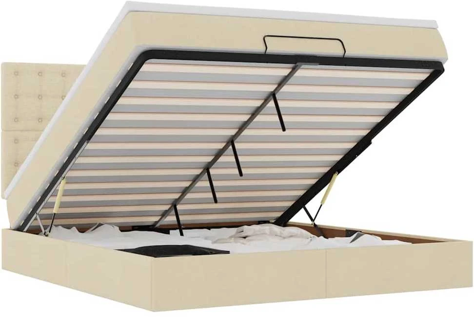 Osmanų lova su čiužiniu ir LED kreminiu 180x200 cm audiniu