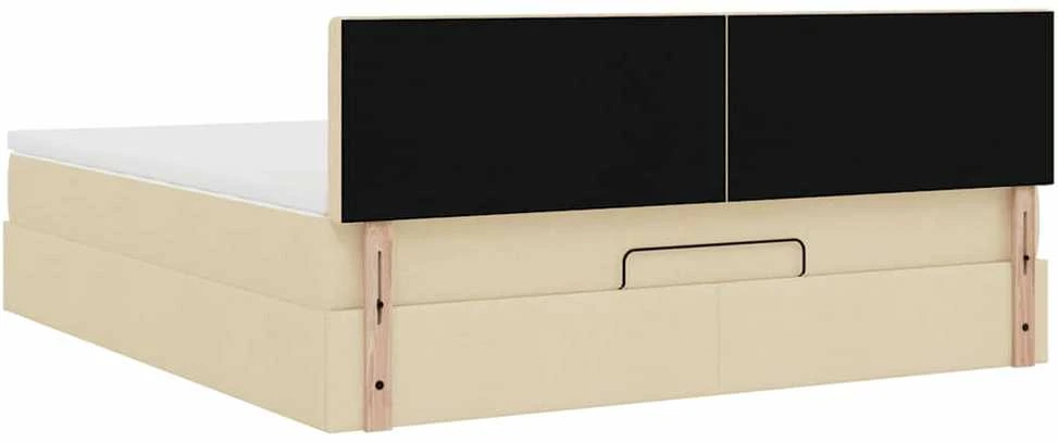 Osmanų lova su čiužiniu ir LED kreminiu 180x200 cm audiniu