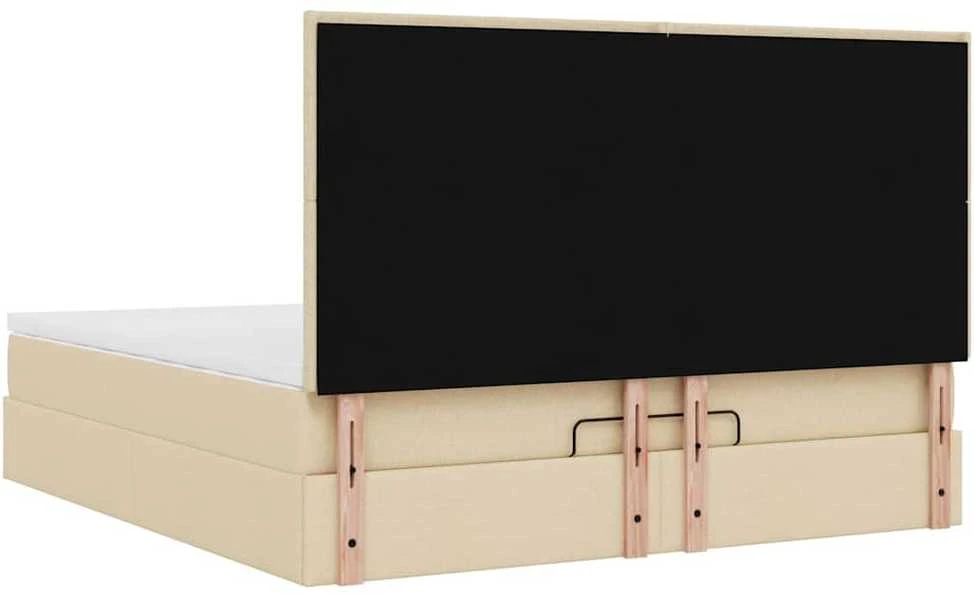 Osmanų lova su čiužiniu ir LED kreminiu 180x200 cm audiniu
