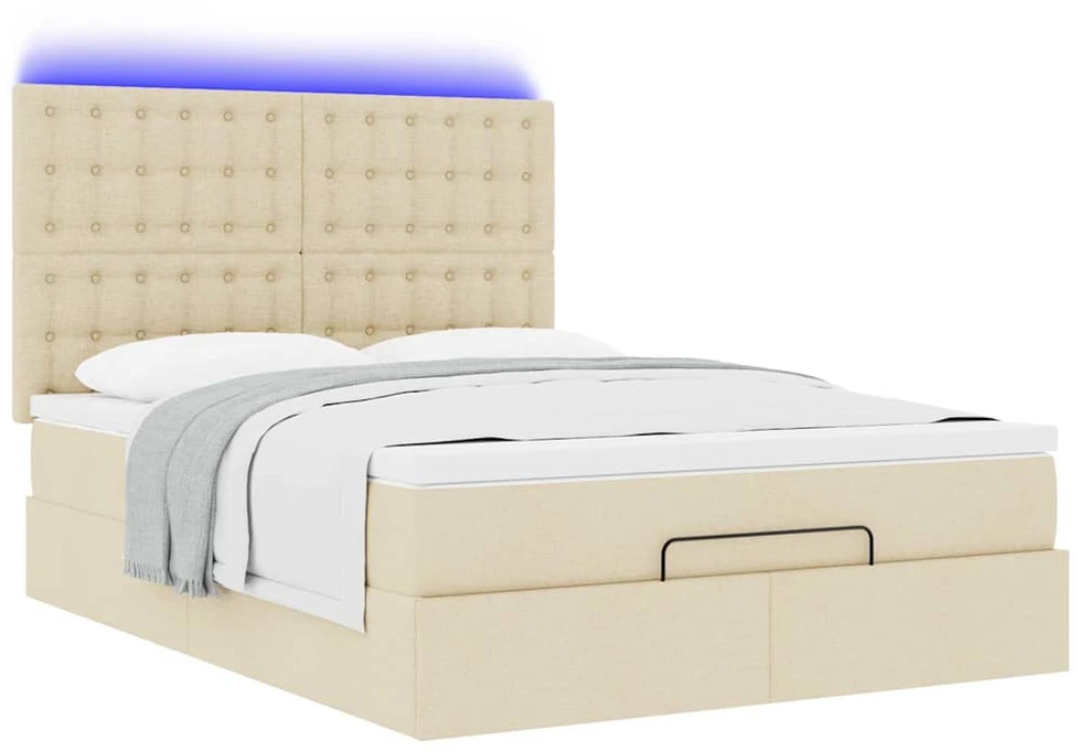 Osmanų lova su čiužiniu ir LED kreminiu 140x190cm audinys