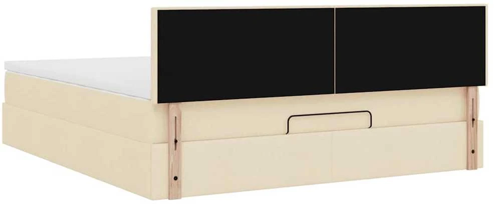 Osmanų lova su čiužiniu ir LED kreminiu 180x200 cm audiniu