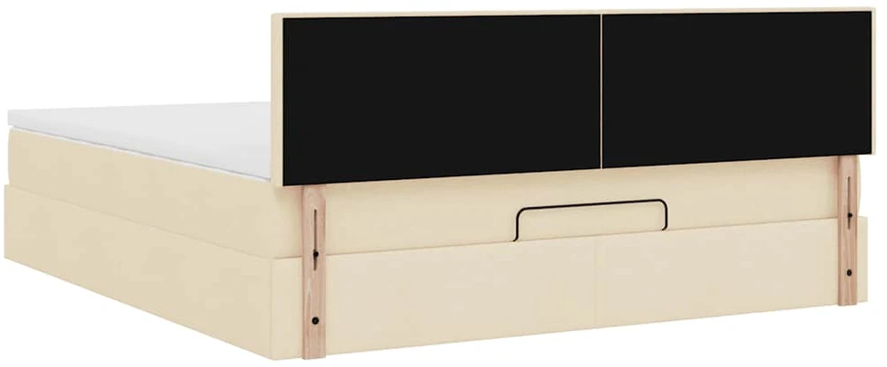 Osmanų lova su čiužiniu ir LED kreminiu 180x200 cm audiniu