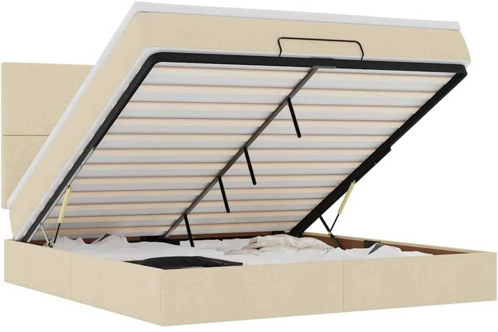 Osmanų lova su čiužiniu ir LED kreminiu 180x200 cm audiniu
