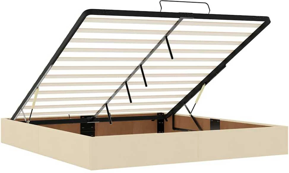 Osmanų lova su čiužiniu ir LED kreminiu 180x200 cm audiniu