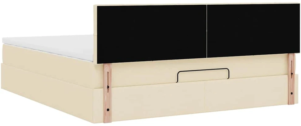 Osmanų lova su čiužiniu ir LED kreminiu 180x200 cm audiniu