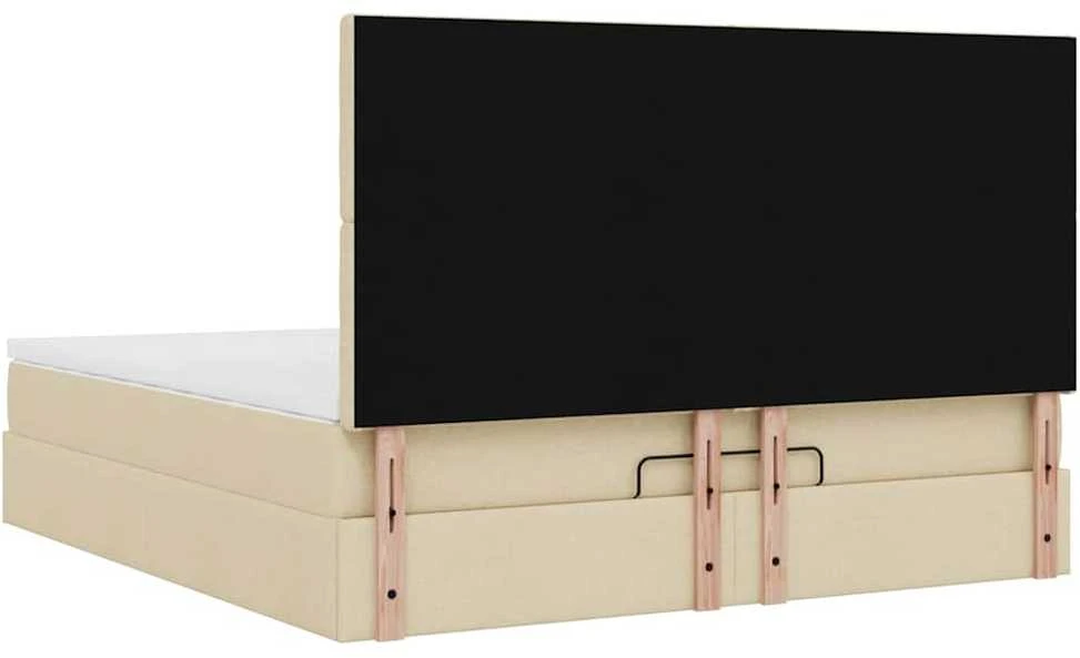 Osmanų lova su čiužiniu ir LED kreminiu 180x200 cm audiniu