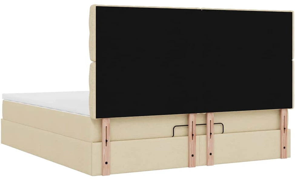 Osmanų lova su čiužiniu ir LED kreminiu 180x200 cm audiniu