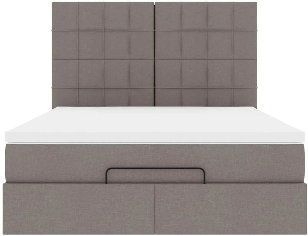 Osmanų lovos rėmas su čiužiniu, taupe, 140x200cm, audinys