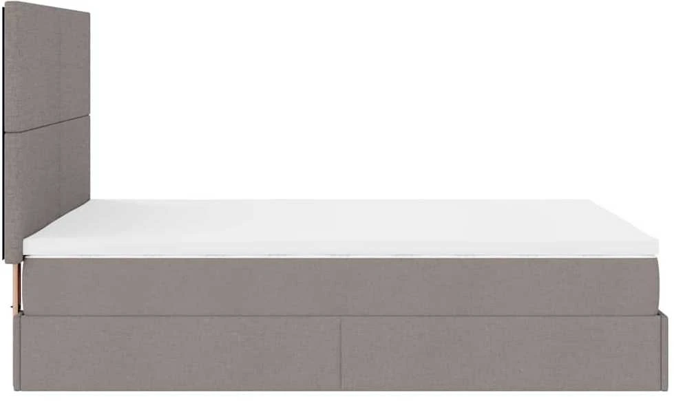 Osmanų lovos rėmas su čiužiniu, taupe, 140x200cm, audinys