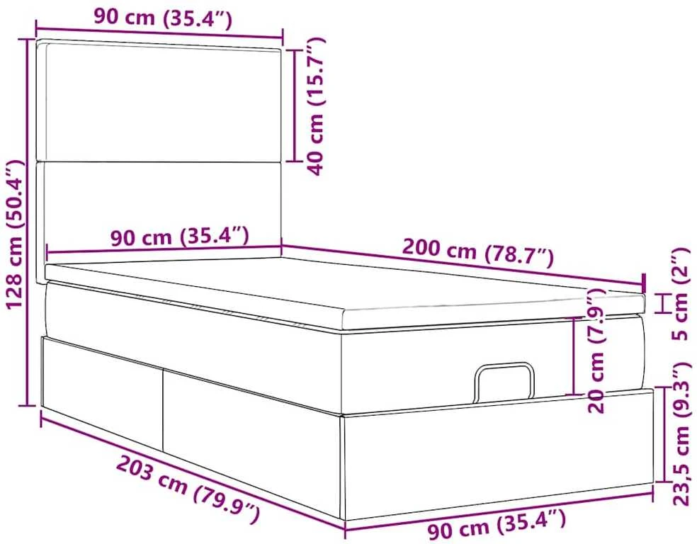 Osmanų lova su čiužiniu ir LED lemputėmis Mėlynas 90x200 cm
