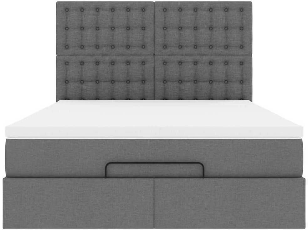 Osmanų lovos rėmas su čiužiniu, pilkas, 140x200cm, audinys