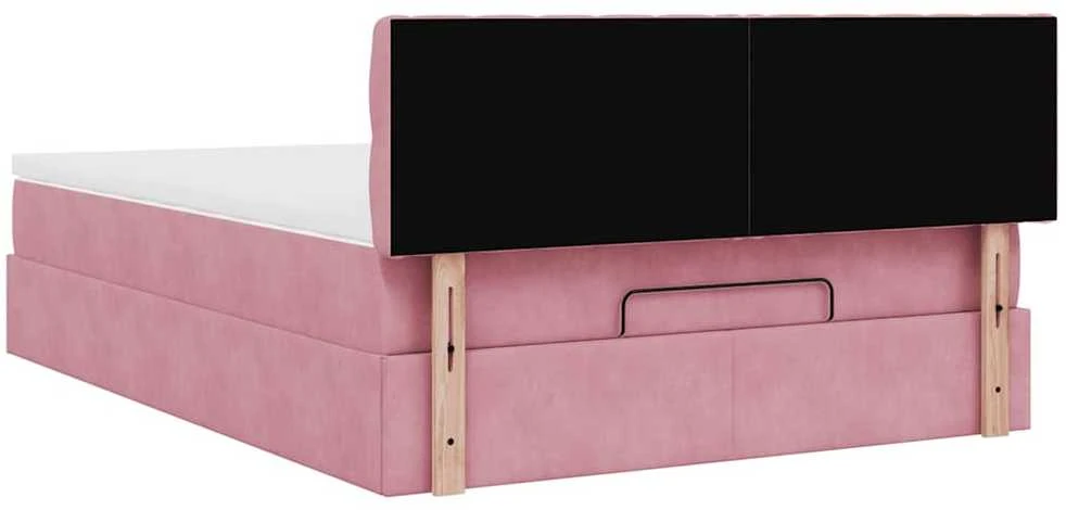 Osmanų lova su čiužiniu ir LED Rožinė 140x200cm Velvet