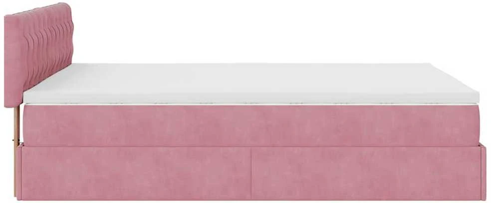 Osmanų lova su čiužiniu ir LED Rožinė 140x200cm Velvet