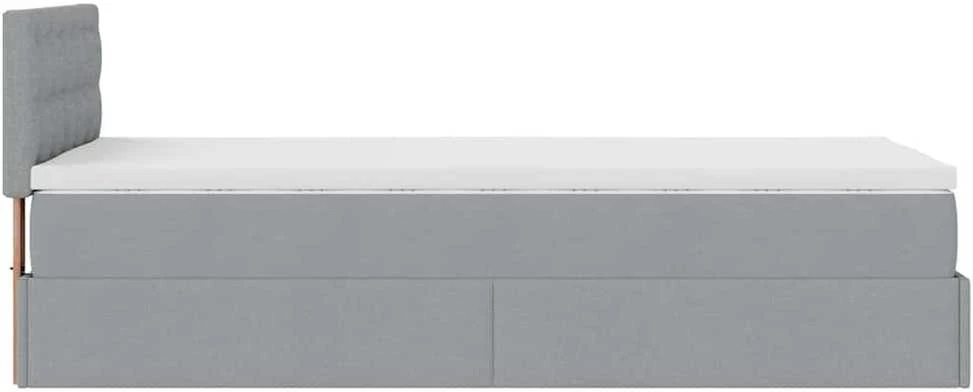 Osmanų lova su čiužiniu ir LED šviesiai pilkas 90x200cm audinys