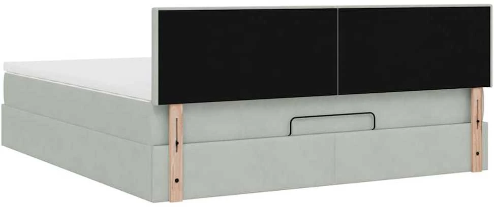 Osmanų lova su čiužiniu ir LED šviesiai pilka 180x200cm Velvet
