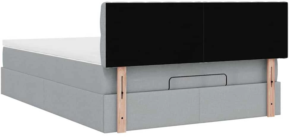 Osmanų lova su čiužiniu ir LED šviesiai pilka 140x190cm audinys
