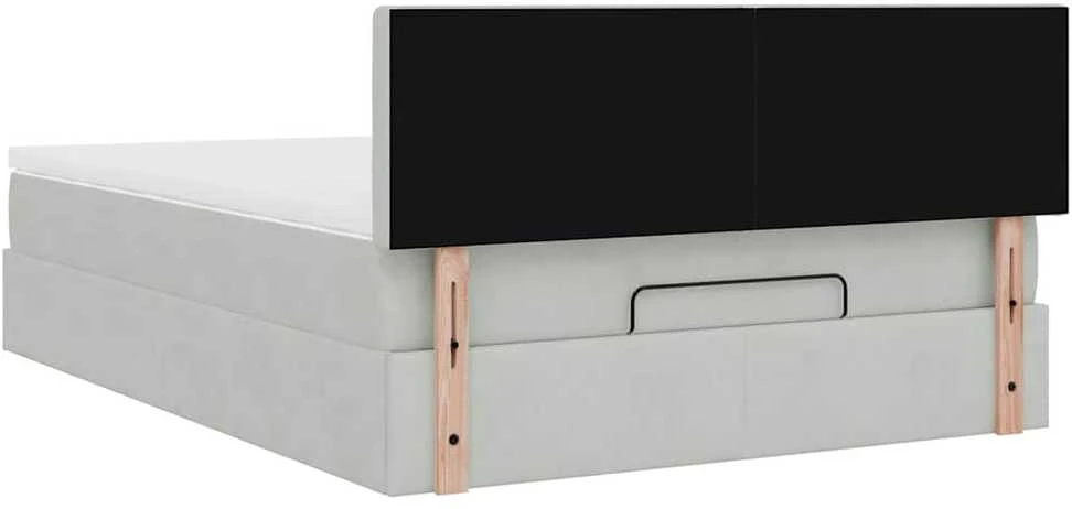 Osmanų lova su čiužiniu ir LED šviesiai pilka 140x200cm Velvet