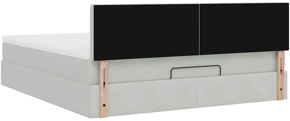 Osmanų lova su čiužiniu ir LED šviesiai pilka 160x200cm Velvet