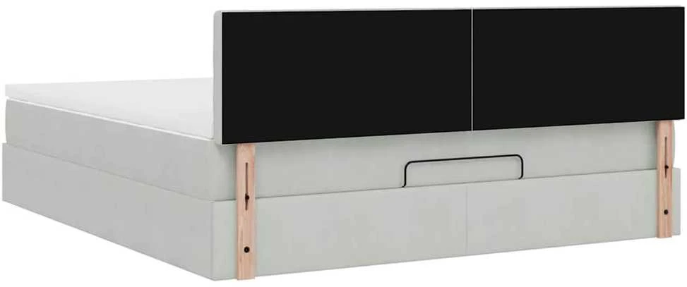 Osmanų lova su čiužiniu ir LED šviesiai pilka 160x200cm Velvet