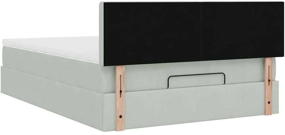 Osmanų lova su čiužiniu ir LED šviesiai pilka 140x200cm Velvet