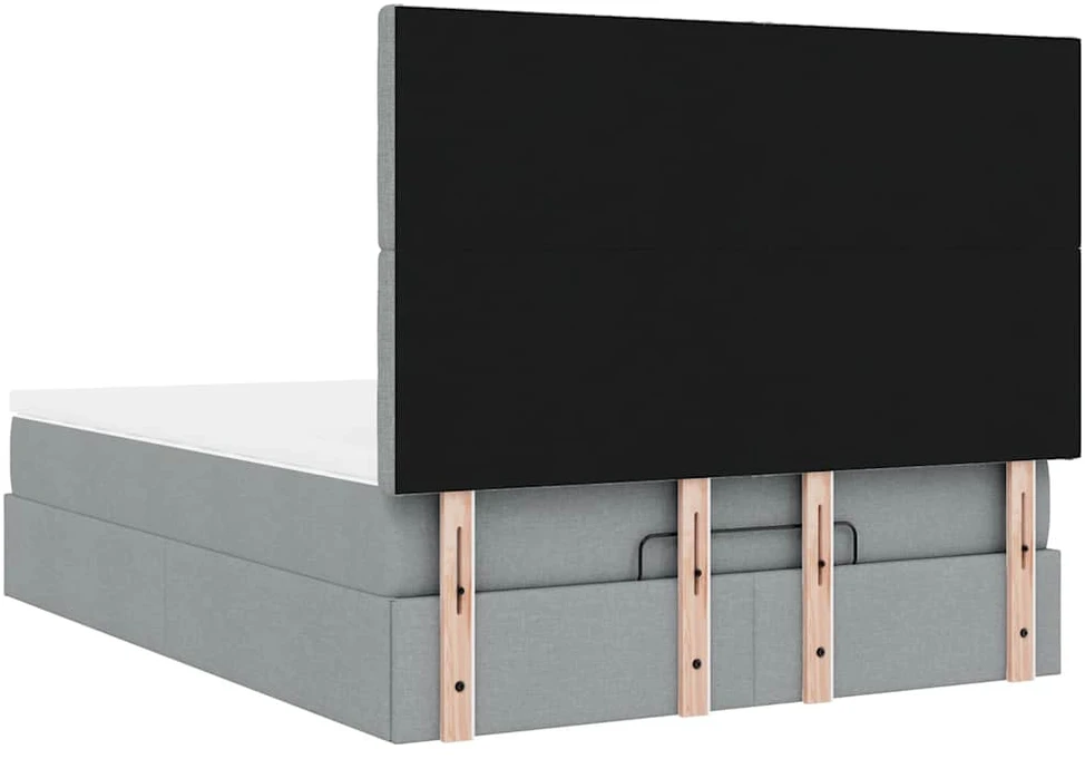 Osmanų lova su čiužiniu ir LED šviesiai pilka 140x190cm audinys