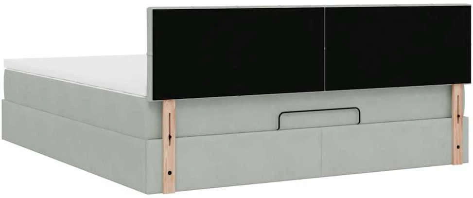 Osmanų lova su čiužiniu ir LED šviesiai pilka 160x200cm Velvet