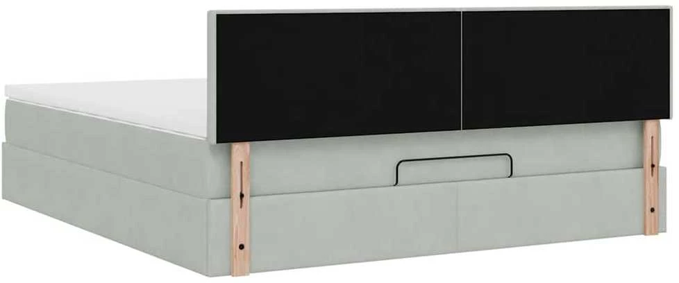Osmanų lova su čiužiniu ir LED šviesiai pilka 160x200cm Velvet