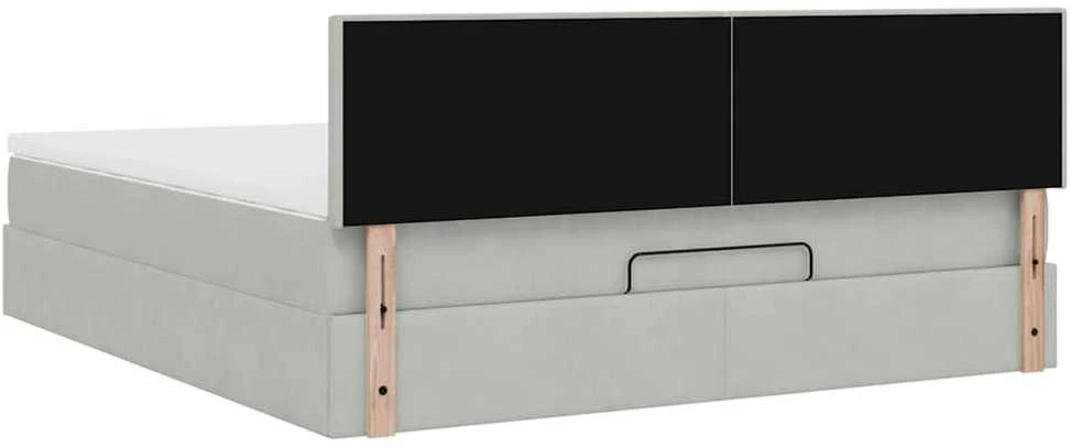 Osmanų lova su čiužiniu ir LED šviesiai pilka 160x200cm Velvet