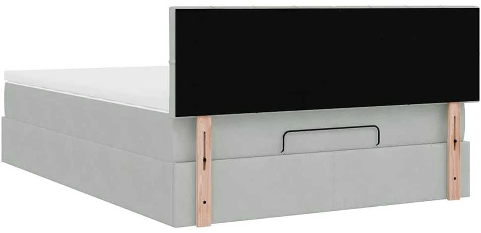 Osmanų lova su čiužiniu ir LED šviesiai pilka 140x200cm Velvet