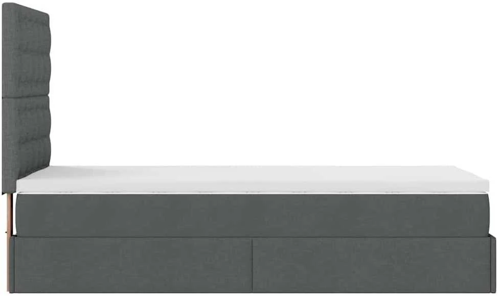 Osmanų lova su čiužiniu ir LED, tamsiai pilkas 90x200cm audinys