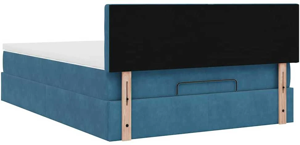 Osmanų lova su čiužiniu ir LED Tamsiai mėlyna 140x190cm Velvet