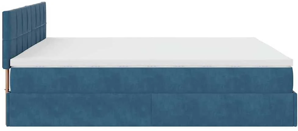 Osmanų lova su čiužiniu ir LED Tamsiai mėlyna 160x200cm Velvet