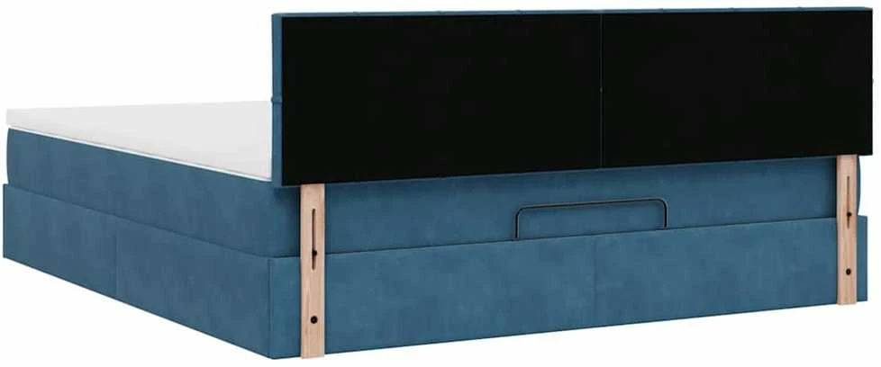 Osmanų lova su čiužiniu ir LED Tamsiai mėlyna 160x200cm Velvet