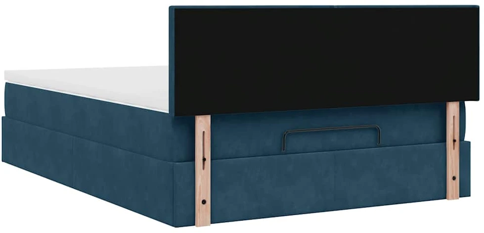 Osmanų lova su čiužiniu ir LED Tamsiai mėlyna 140x190cm Velvet