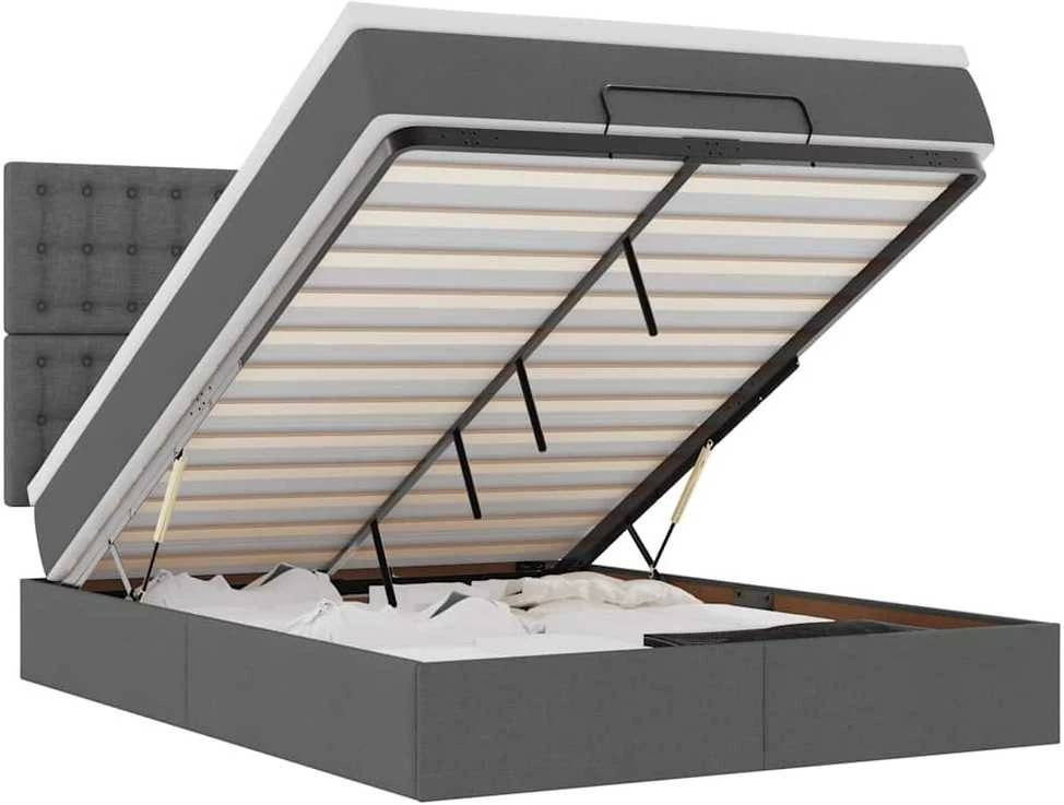 Osmanų lova su čiužiniu ir LED tamsiai pilka 140x190cm audinys