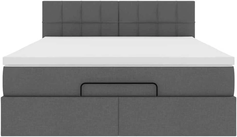 Osmanų lova su čiužiniu ir LED tamsiai pilka 140x190cm audinys