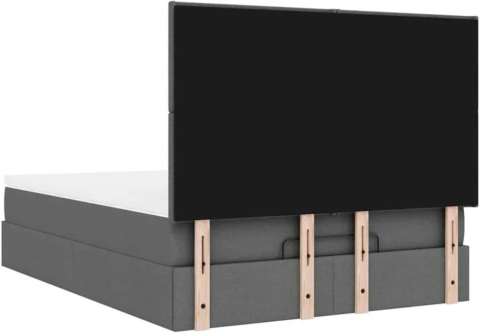 Osmanų lova su čiužiniu ir LED tamsiai pilka 140x190cm audinys