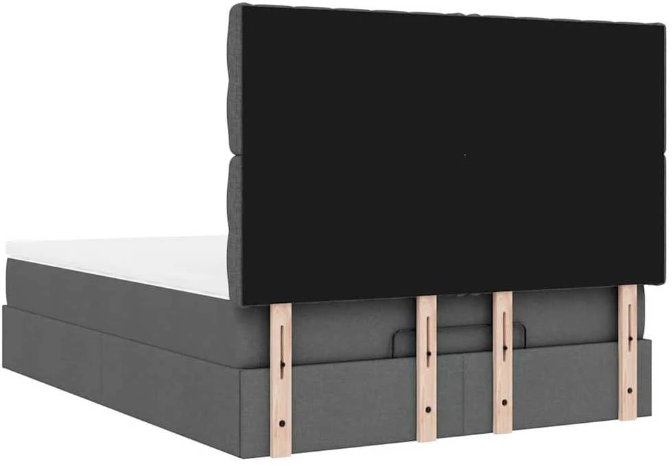Osmanų lova su čiužiniu ir LED tamsiai pilka 140x190cm audinys