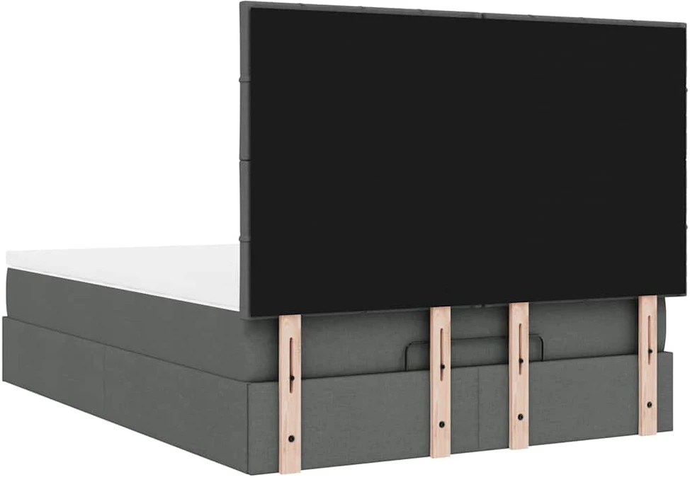 Osmanų lova su čiužiniu ir LED tamsiai pilka 140x190cm audinys